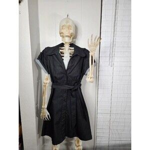 Y2K Mandee Shirt Dress Belted Fit Flare Dark Academia L